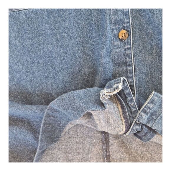 Denim Maxi Jumper Dress Christmas Holiday Embroidered Pockets L Westbound READ - Picture 13 of 13